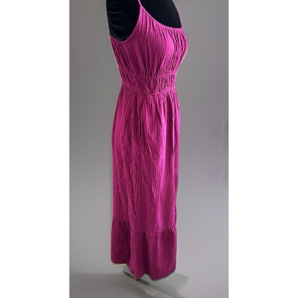 Pact Coastal Double Gauze Maxi Dress In Sangria Size Small Vacation Cruise - Picture 2 of 11